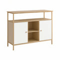 Příborník s nástavbou 100 × 40 × 110 cm z bambusu a MDF, přírodní/bílý