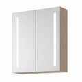 Koupelnová zrcadlová skříňka s LED osvětlením, 60 × 70 × 15 cm, přírodní dub/stříbrná